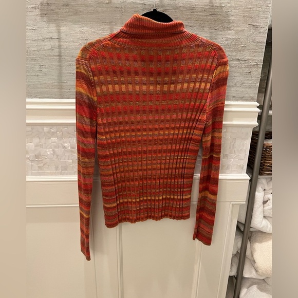 Anthropologie moth sydney turtleneck medium red orange multicolor ribbed wool - Picture 13 of 16